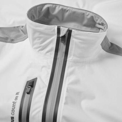  Abacus Bounce Full Zip Waterproof Golf Jacket (White/Grey) Very Breathable With Lightweight Protection