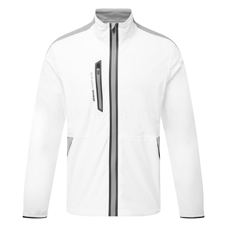  Abacus Bounce Full Zip Waterproof Golf Jacket (White/Grey) Very Breathable With Lightweight Protection