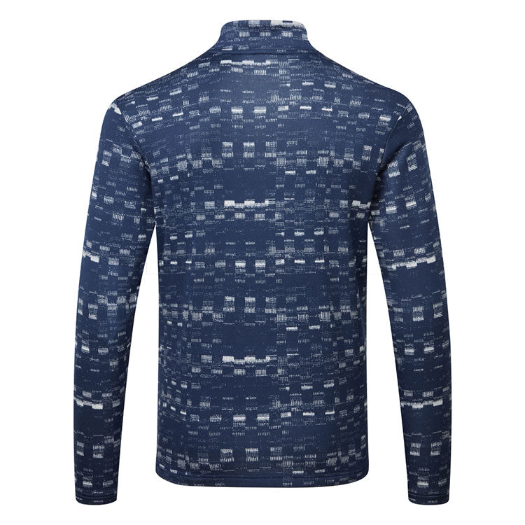  Adidas Core Print 1/4 Zip Golf Sweater (Collegiate Navy/White) Midweight Knit Fabric For More Warmth
