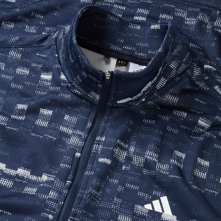  Adidas Core Print 1/4 Zip Golf Sweater (Collegiate Navy/White) Midweight Knit Fabric For More Warmth