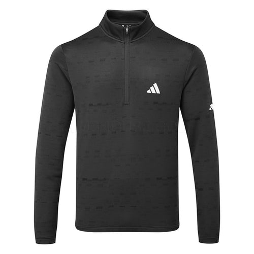  Adidas Core Print 1/4 Zip Golf Sweater (Carbon/Black) Midweight Knit Fabric For More Warmth