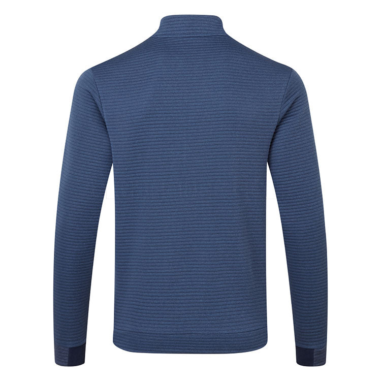  Adidas DWR Ultimate365 Textured 1/4 Zip Golf Sweater (Collegiate Navy/Preloved Ink) Double Knit Fabric With Water Repellence