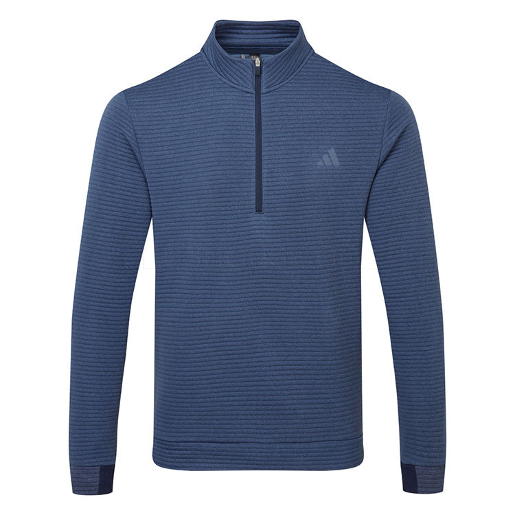  Adidas DWR Ultimate365 Textured 1/4 Zip Golf Sweater (Collegiate Navy/Preloved Ink) Double Knit Fabric With Water Repellence