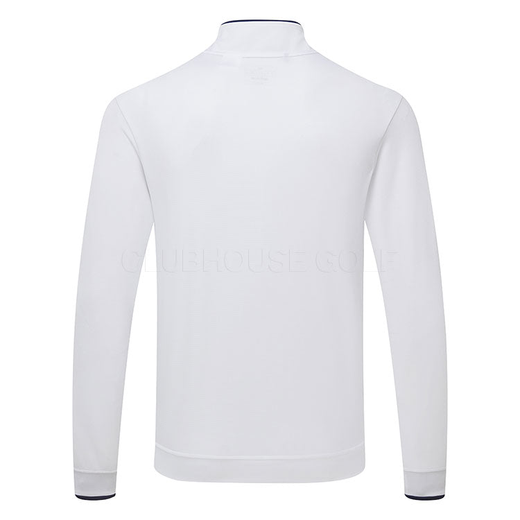  Adidas Primegreen UPF Lightweight 1/4 Zip Golf Sweater (White) Stretch Fleece Fabric For Enhanced Mobility