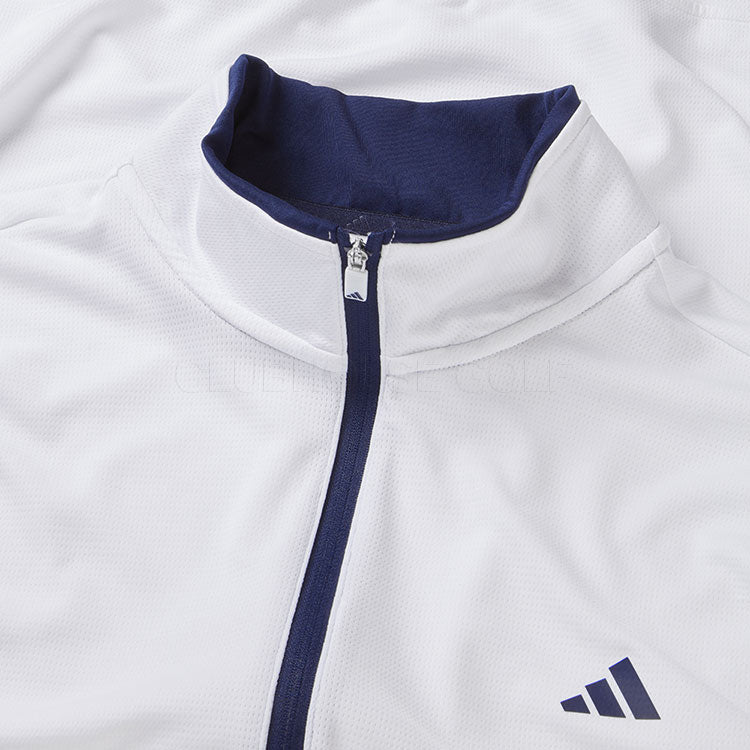  Adidas Primegreen UPF Lightweight 1/4 Zip Golf Sweater (White) Stretch Fleece Fabric For Enhanced Mobility
