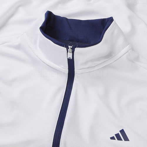 Adidas Primegreen UPF Lightweight 1/4 Zip Golf Sweater (White) Stretch Fleece Fabric For Enhanced Mobility