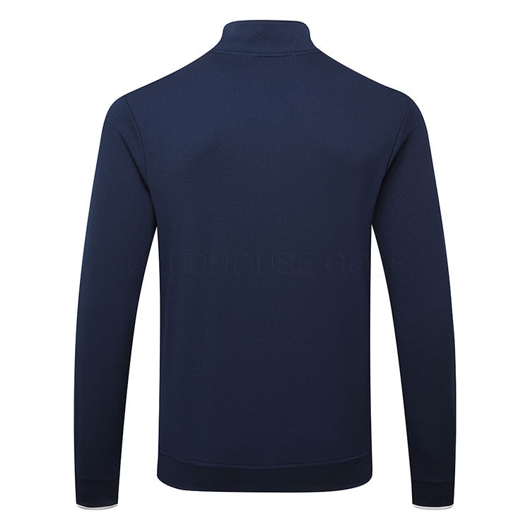  Adidas Primegreen UPF Lightweight 1/4 Zip Golf Sweater (Collegiate Navy) Stretch Fleece Fabric For Enhanced Mobility