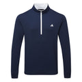  Adidas Primegreen UPF Lightweight 1/4 Zip Golf Sweater (Collegiate Navy) Stretch Fleece Fabric For Enhanced Mobility