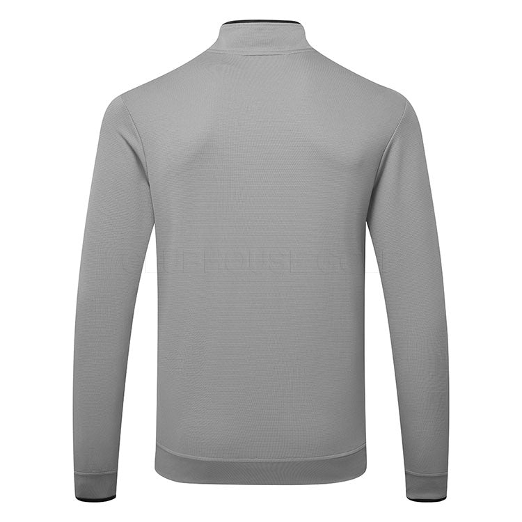  Adidas Primegreen UPF Lightweight 1/4 Zip Golf Sweater (Grey Three) Stretch Fleece Fabric For Enhanced Mobility