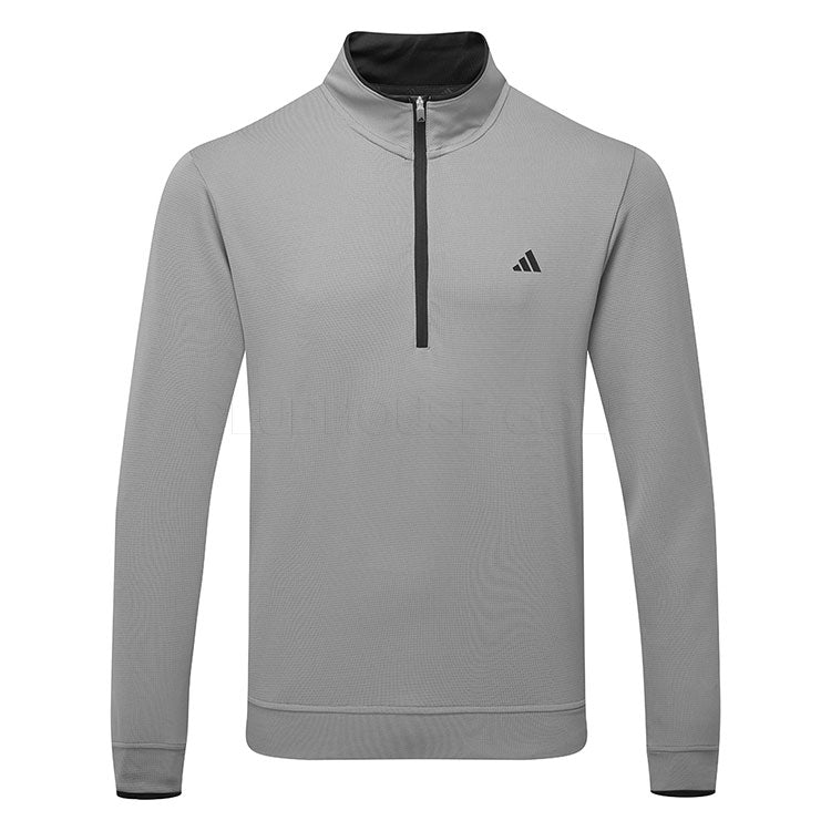  Adidas Primegreen UPF Lightweight 1/4 Zip Golf Sweater (Grey Three) Stretch Fleece Fabric For Enhanced Mobility