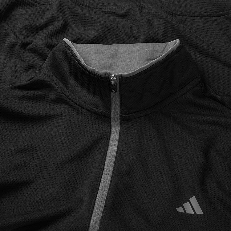  Adidas Primegreen UPF Lightweight 1/4 Zip Golf Sweater (Black) Stretch Fleece Fabric For Enhanced Mobility