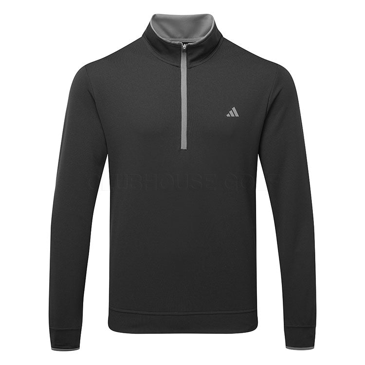  Adidas Primegreen UPF Lightweight 1/4 Zip Golf Sweater (Black) Stretch Fleece Fabric For Enhanced Mobility