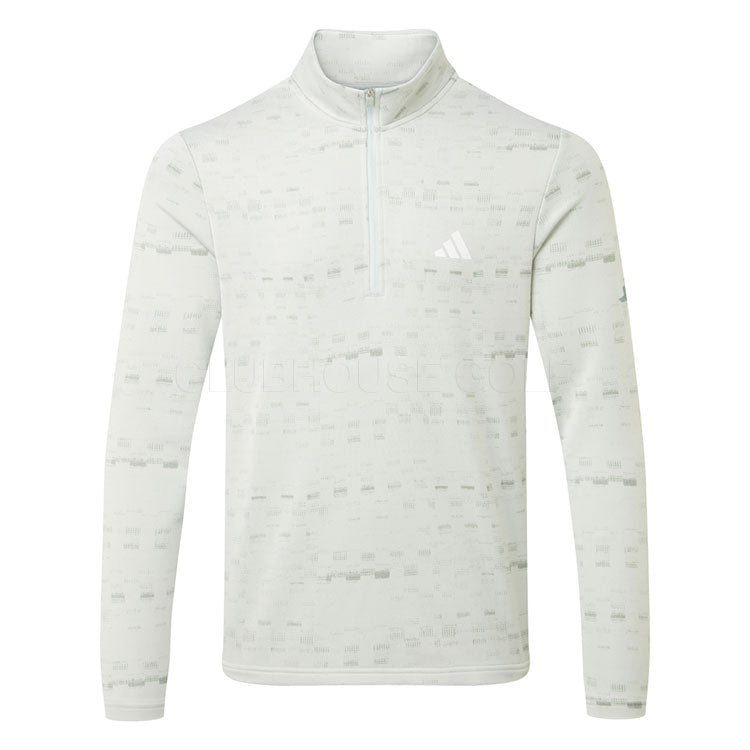  Adidas Core Print 1/4 Zip Golf Sweater (Wonder Silver) Midweight Knit Fabric For More Warmth