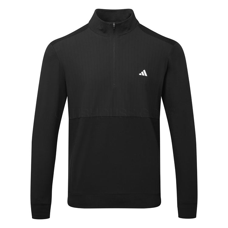  Adidas DWR Ultimate365 Tour 1/4 Zip Golf Sweater (Black) Stretch Knit Construction With Water Repellence
