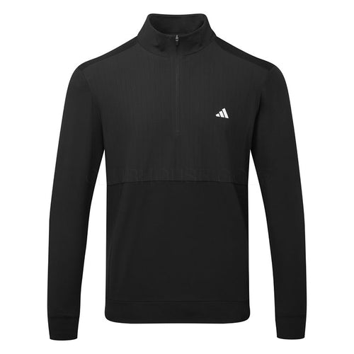  Adidas DWR Ultimate365 Tour 1/4 Zip Golf Sweater (Black) Stretch Knit Construction With Water Repellence