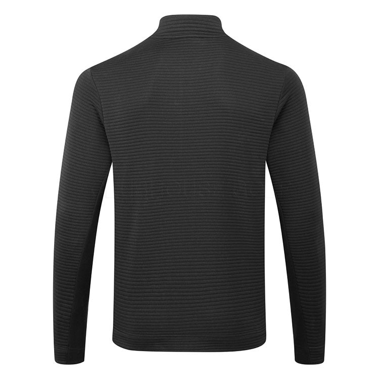  Adidas DWR Ultimate365 Textured 1/4 Zip Golf Sweater (Black/White) Double Knit Fabric With Water Repellence