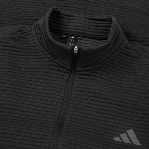  Adidas DWR Ultimate365 Textured 1/4 Zip Golf Sweater (Black/White) Double Knit Fabric With Water Repellence