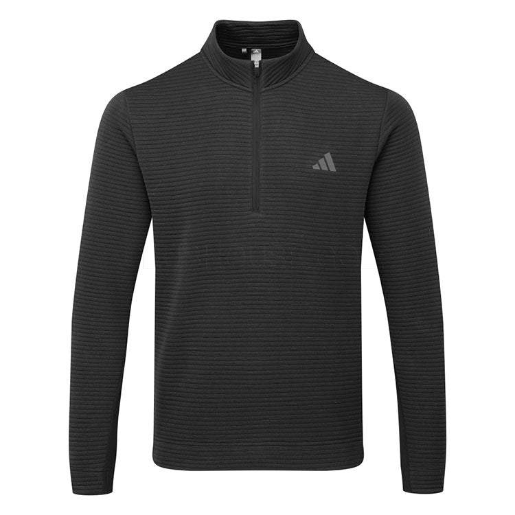 Adidas DWR Ultimate365 Textured 1/4 Zip Golf Sweater (Black/White) Double Knit Fabric With Water Repellence