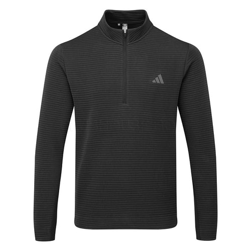  Adidas DWR Ultimate365 Textured 1/4 Zip Golf Sweater (Black/White) Double Knit Fabric With Water Repellence