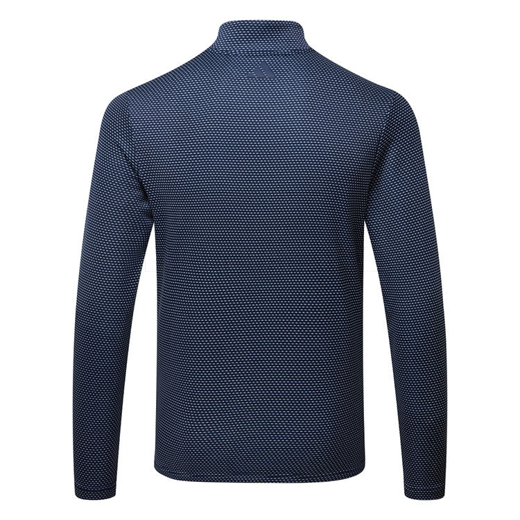  Adidas Core Print 1/4 Zip Golf Sweater (Collegiate Navy) Midweight Knit Fabric For More Warmth