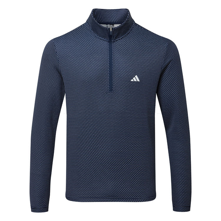  Adidas Core Print 1/4 Zip Golf Sweater (Collegiate Navy) Midweight Knit Fabric For More Warmth