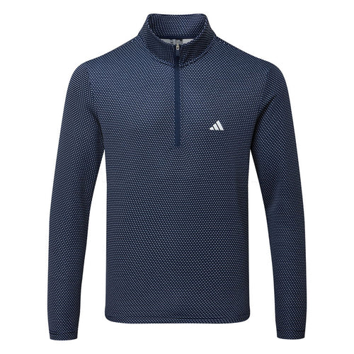  Adidas Core Print 1/4 Zip Golf Sweater (Collegiate Navy) Midweight Knit Fabric For More Warmth