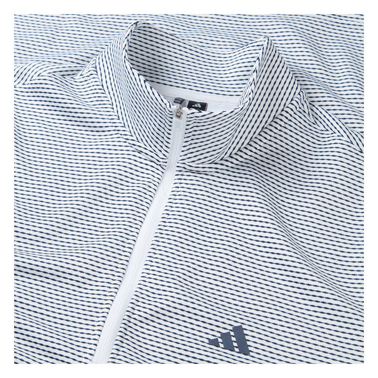  Adidas Core Print 1/4 Zip Golf Sweater (White/Navy) Midweight Knit Fabric For More Warmth