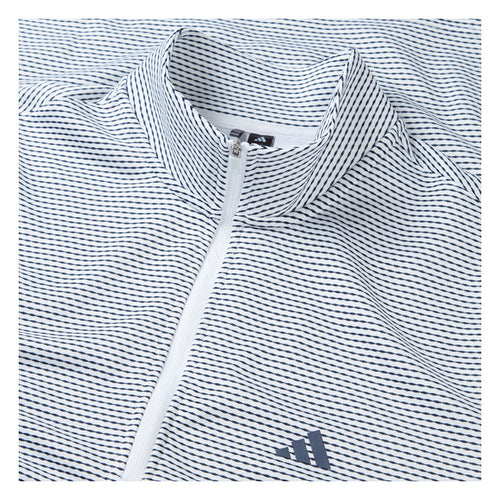  Adidas Core Print 1/4 Zip Golf Sweater (White/Navy) Midweight Knit Fabric For More Warmth