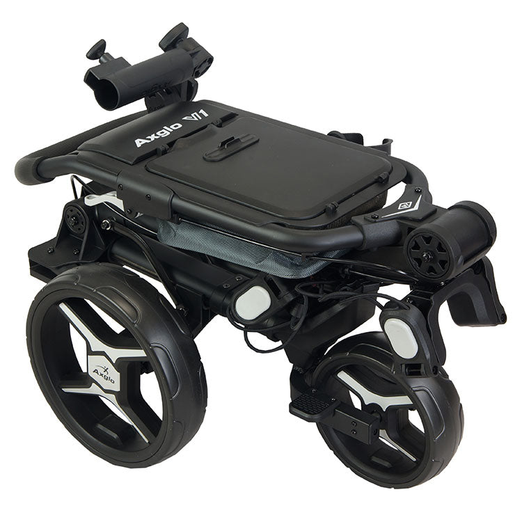  Axglo V1 3 Wheel Golf Trolley (Black/Grey) Compact Design With Quick Release Wheels