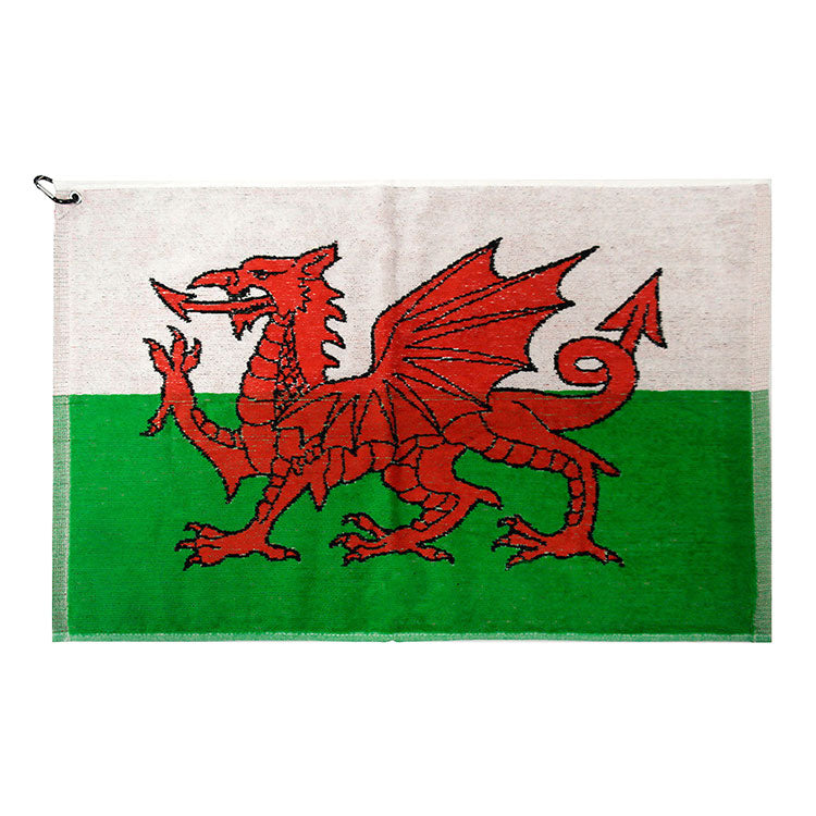  Brand Fusion Tri-Fold Velour Wales Flag Golf Towel (White/Red/Green) Tri-Fold Velour Design In Nation Colours