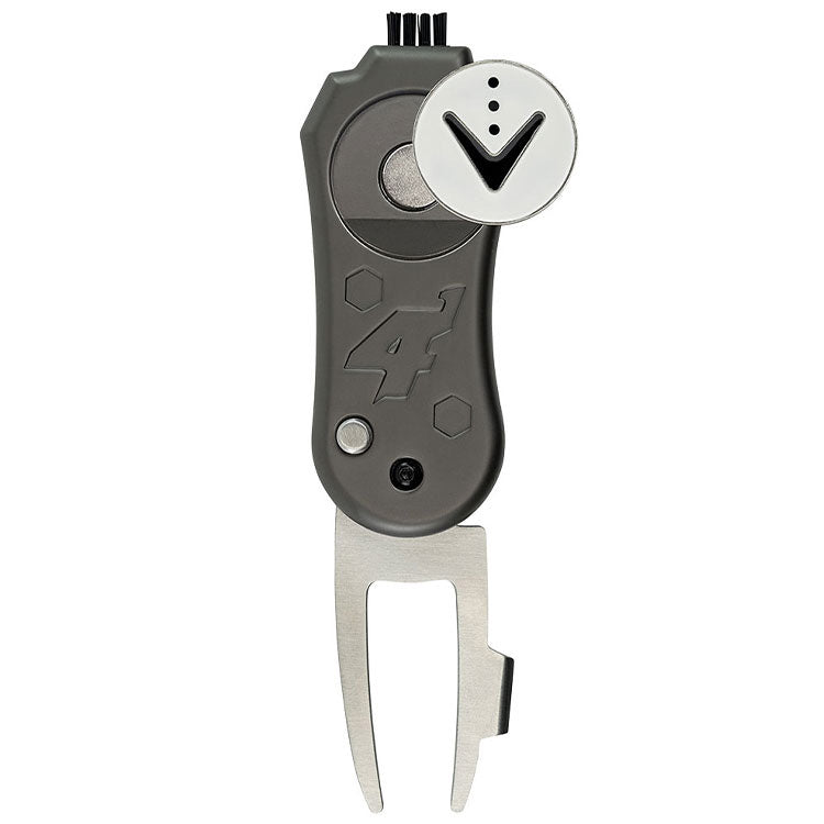  Callaway 4 In 1 Switch Blade Golf Divot Tool (Black) Includes Unique Club Cleaning Brush