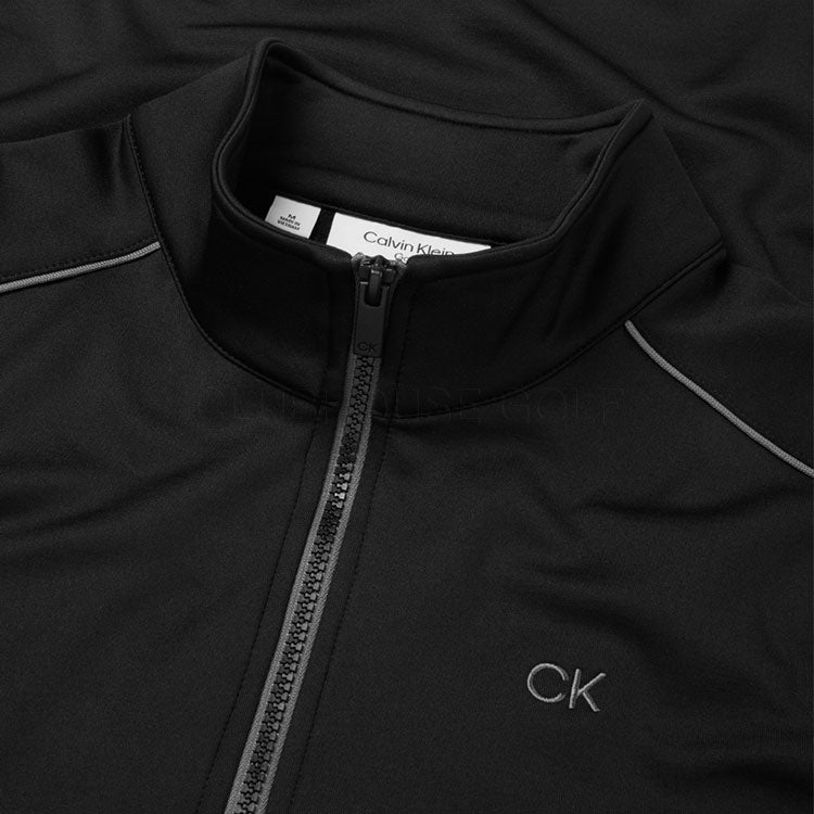  Calvin Klein Piped Classic 1/2 Zip Golf Sweater (Black/Grey) More Breathable With SmartTec Technology