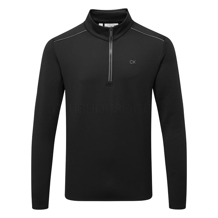  Calvin Klein Piped Classic 1/2 Zip Golf Sweater (Black/Grey) More Breathable With SmartTec Technology
