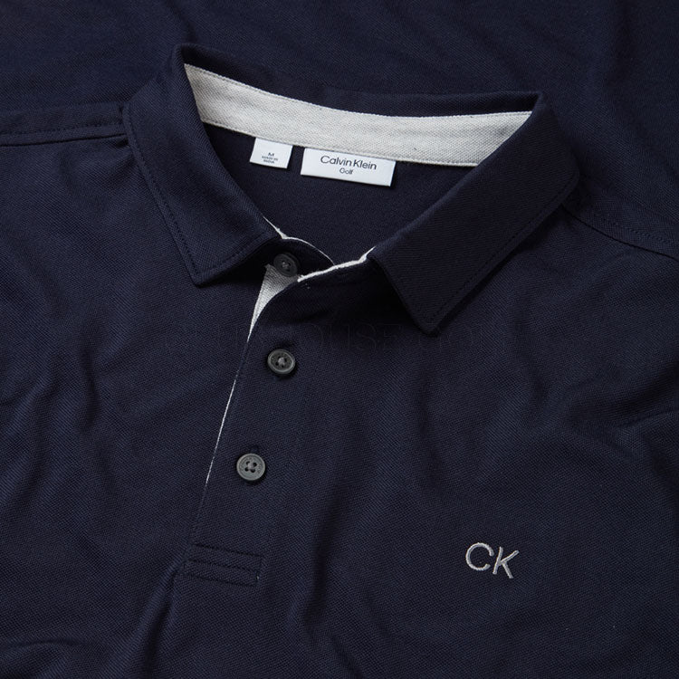  Calvin Klein Uni Scripted Golf Polo Shirt (Navy) More Breathable With Dri-Breeze Technology