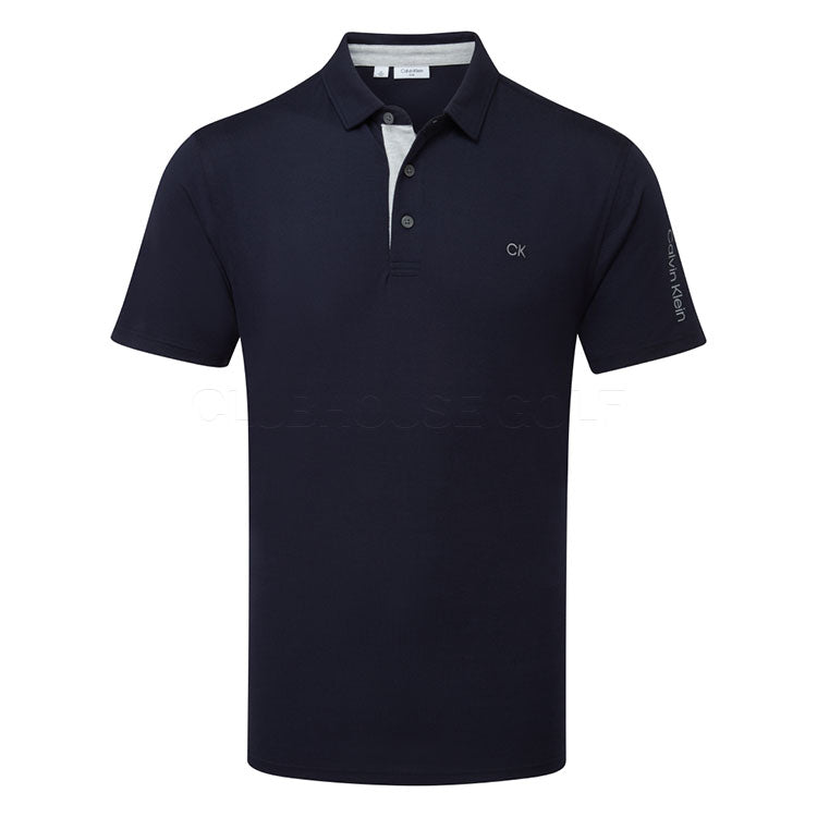  Calvin Klein Uni Scripted Golf Polo Shirt (Navy) More Breathable With Dri-Breeze Technology