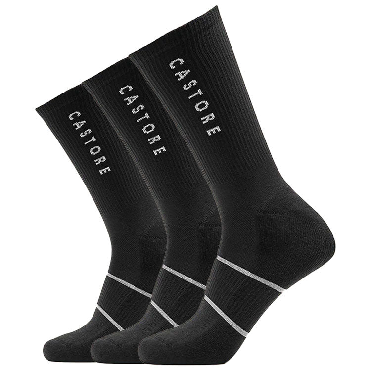  Castore Crew Golf Socks (3 Pack) (Black) Quick-Drying With Cushioned Sole