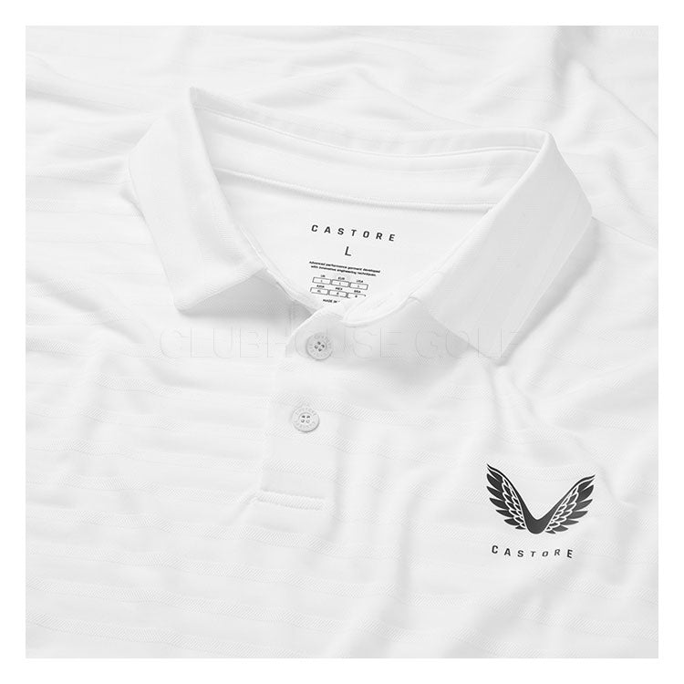  Castore Pinnacle Pique Stripe Golf Polo Shirt (White) Premium Performance With Technical Fabric