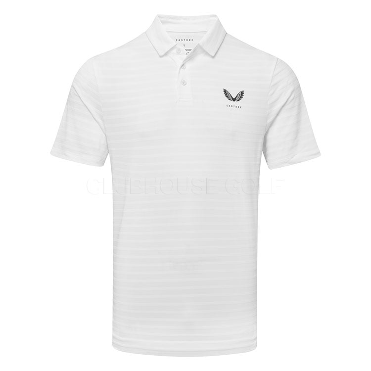  Castore Pinnacle Pique Stripe Golf Polo Shirt (White) Premium Performance With Technical Fabric