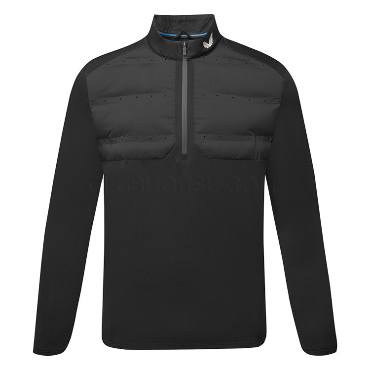  Castore LVS Hybrid 1/2 Zip Golf Wind Top (Black/Mid Grey) Knit Construction With LVS Venting Technology