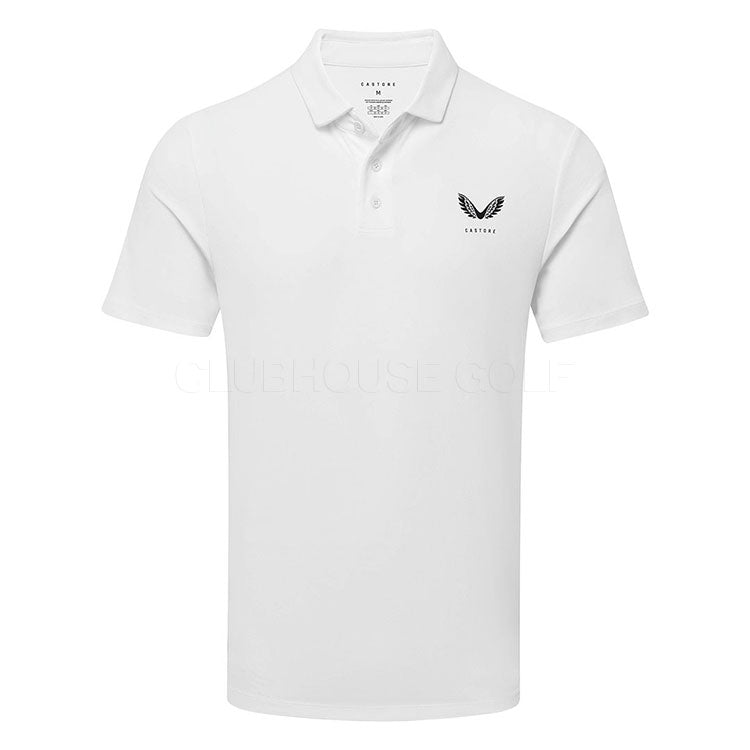 Castore Essential Golf Polo Shirt (White) Premium Performance With Technical Fabric