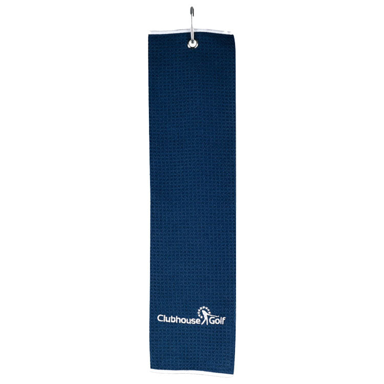  Clubhouse Golf Pro-Tech Microfibre Waffle Golf Towel (Navy) Super Absorbent With Clip On Attachment