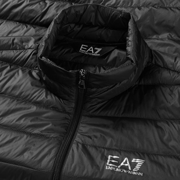  Emporio Armani Core Identity Down Full Zip Golf Wind Jacket (Black) Windproof Protection With Modern Fit