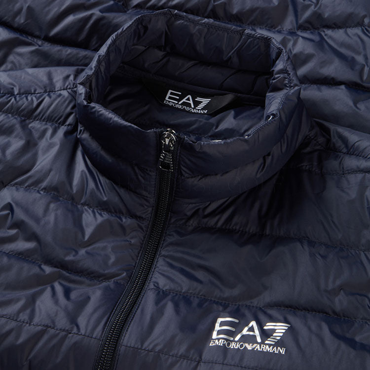  Emporio Armani Core Identity Down Full Zip Golf Wind Jacket (Armani Blue) Windproof Protection With Modern Fit