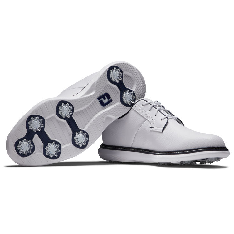  FootJoy Traditions Blucher Golf Shoes (White/White/Navy) All Day Comfort In A Modern Classic Style