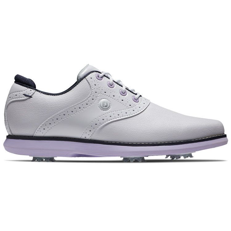  FootJoy Ladies FJ Traditions 97908 Golf Shoes (White/Navy/Purple) All Day Comfort In A Modern Classic Style