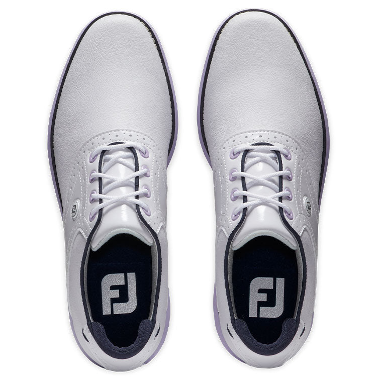  FootJoy Ladies FJ Traditions 97908 Golf Shoes (White/Navy/Purple) All Day Comfort In A Modern Classic Style