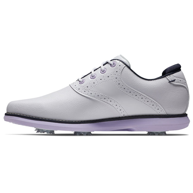  FootJoy Ladies FJ Traditions 97908 Golf Shoes (White/Navy/Purple) All Day Comfort In A Modern Classic Style