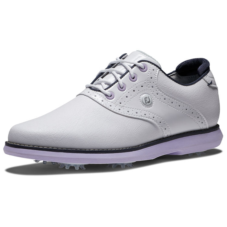  FootJoy Ladies FJ Traditions 97908 Golf Shoes (White/Navy/Purple) All Day Comfort In A Modern Classic Style