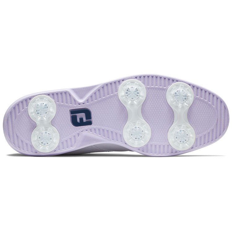  FootJoy Ladies FJ Traditions 97908 Golf Shoes (White/Navy/Purple) All Day Comfort In A Modern Classic Style