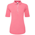  FootJoy Ladies Half Sleeve Ruched Lisle Golf Polo Shirt (Pink Lemonade) Cooling Design With ProDry Stretch Fabric
